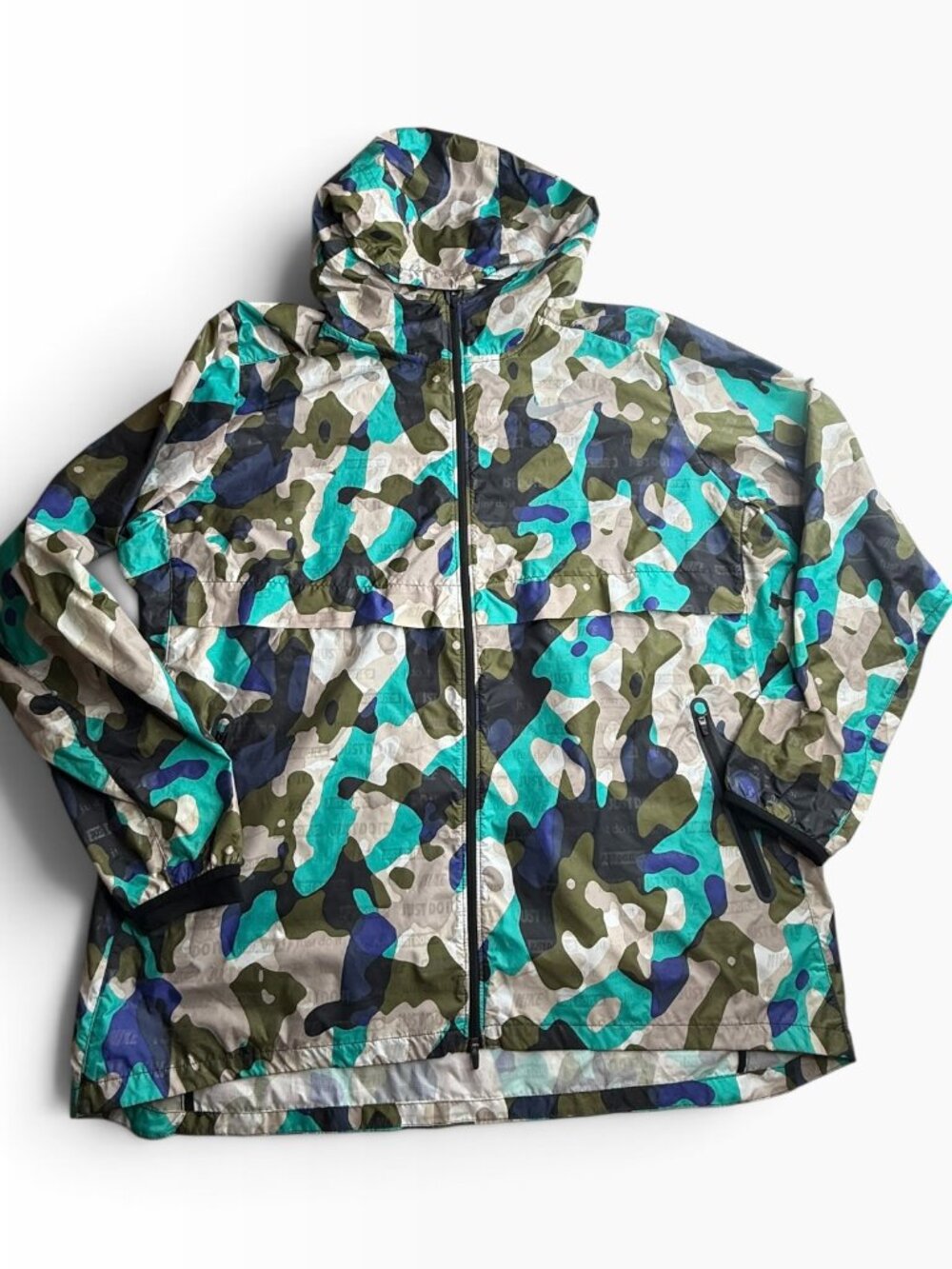 RARE NIKE Shield Ghost Run Camo Rain Jacket Windbreaker Reflective Men's XXL